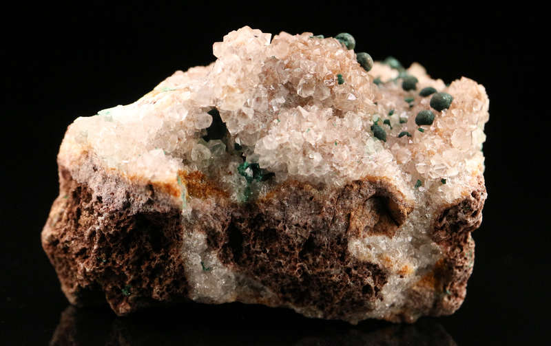 Malachite on Quartz, Mashamba West Mine, DRC