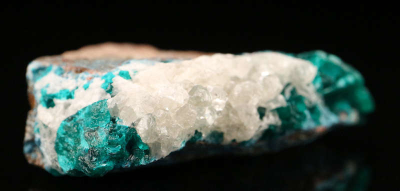 Calcite on Dioptase on Matrix, Tantara Mine, DRC