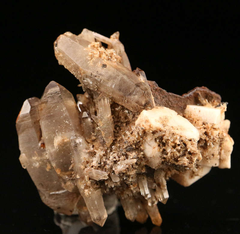 Orthoclase on Smoky Quartz, Zomba Mnt, Malawi