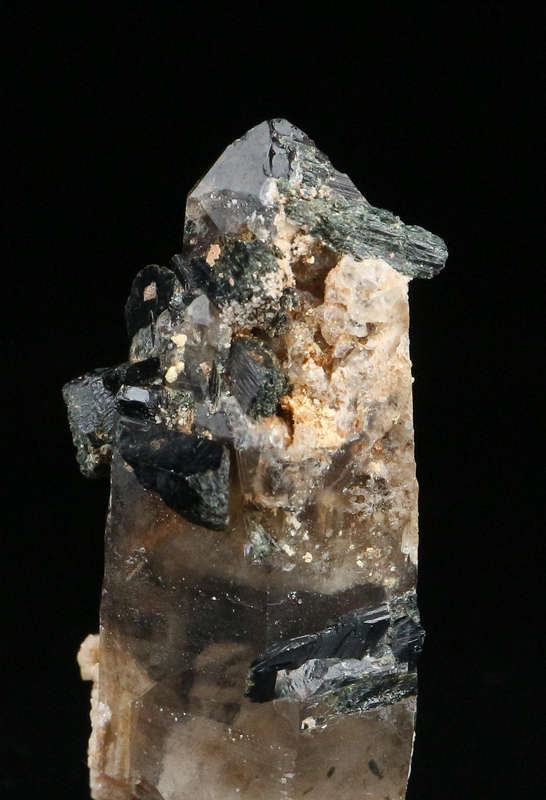 Aegirine on Smoky Quartz, Mount Malosa, Zomba, Southern Region, Malawi
