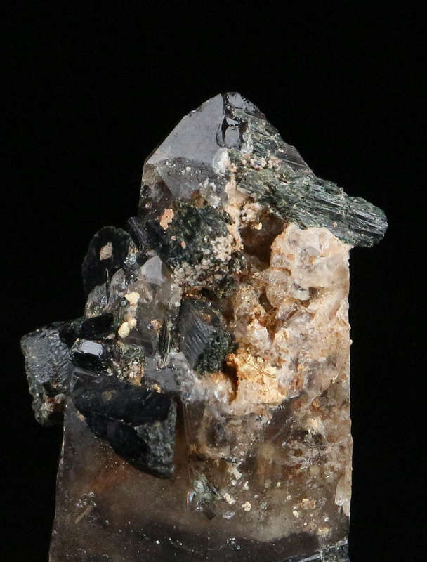 Aegirine on Smoky Quartz, Mount Malosa, Zomba, Southern Region, Malawi