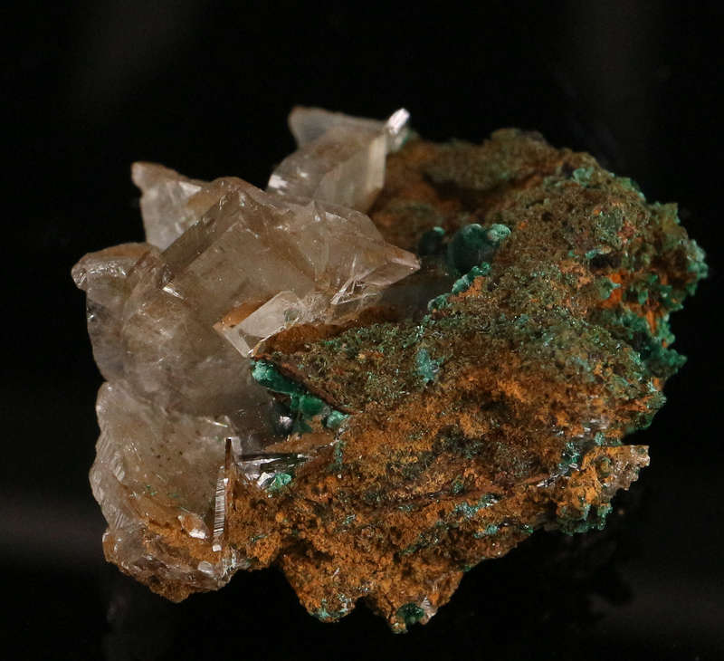 Baryte on Malachite, Shinkolobwe Mine, Katanga, DR Congo
