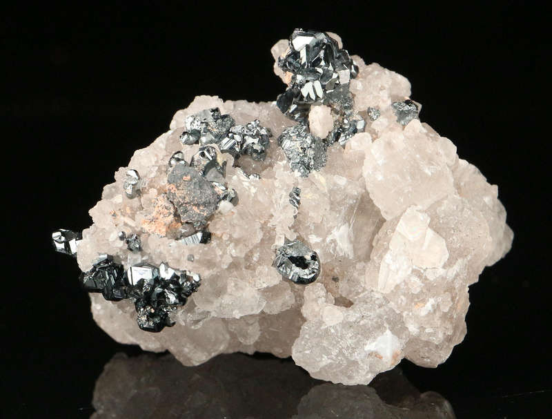 Calcite on Hematite, "N'Chwaning II Mine, Kalahari Manganese Field, Northern Cape, South Africa "