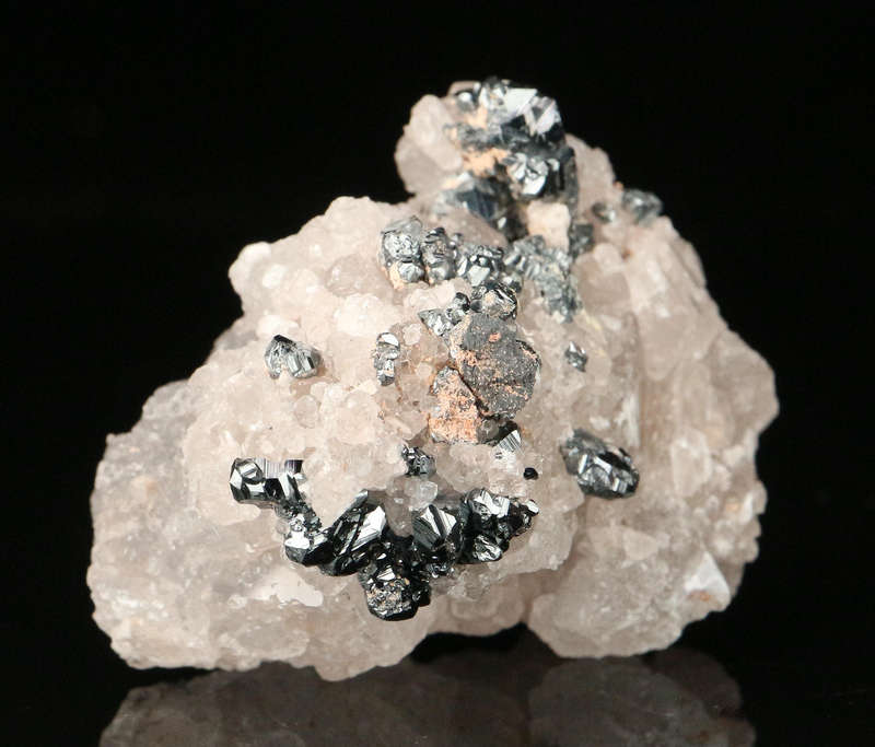 Calcite on Hematite, "N'Chwaning II Mine, Kalahari Manganese Field, Northern Cape, South Africa "