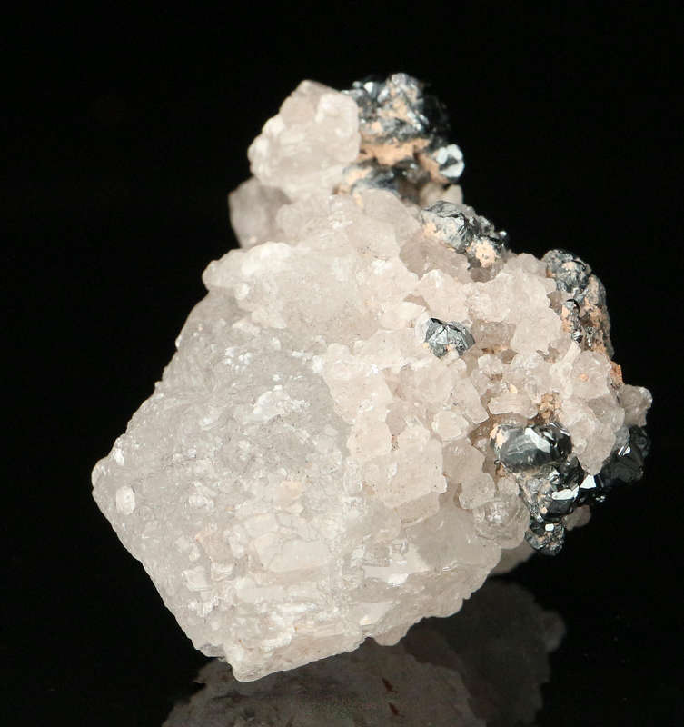 Calcite on Hematite, "N'Chwaning II Mine, Kalahari Manganese Field, Northern Cape, South Africa "