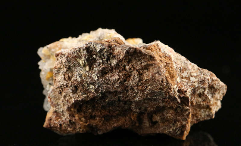 Calcite on Boltwoodite, Rossing Mine, Namibia