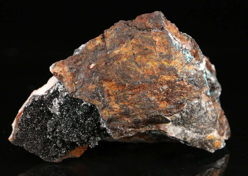 Calcite on Gaudefroyite on Matrix, N'Chwaning II, Northern Cape, South Africa