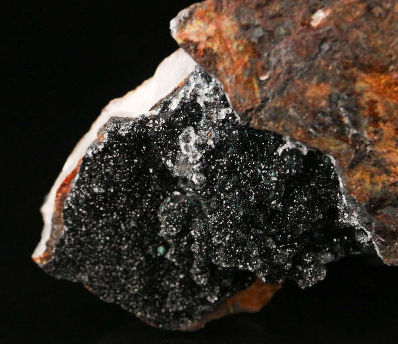 Calcite on Gaudefroyite on Matrix, N'Chwaning II, Northern Cape, South Africa