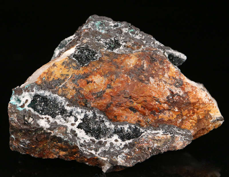 Calcite on Gaudefroyite on Matrix, N'Chwaning II, Northern Cape, South Africa