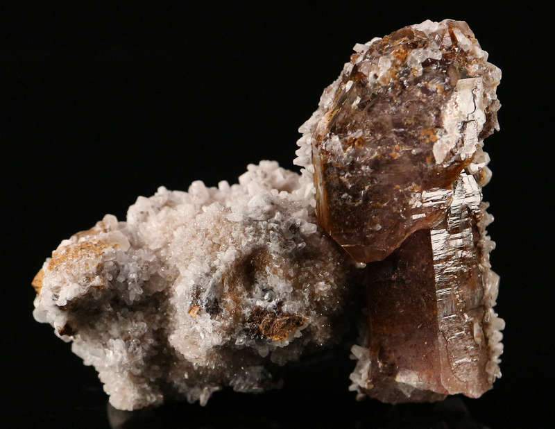 Calcite on Amethyst Quartz on Matrix, Gobobosebberge Mnt, Namibia