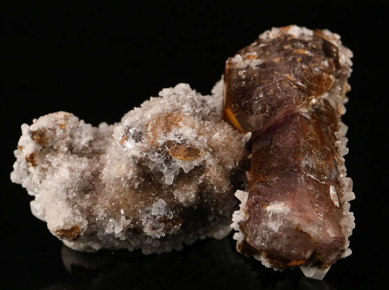 Calcite on Amethyst Quartz on Matrix, Gobobosebberge Mnt, Namibia
