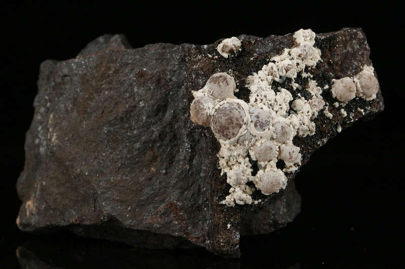 Rhodochrosite, Manganite on Matrix,"N'Chwaning I Mine, Kalahari Manganese Field, Northern Cape, Sout