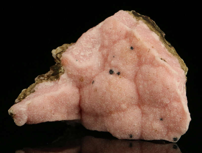 Manganite on Rhodochrosite,"N'Chwaning II Mine, Kalahari Manganese Field, Northern Cape, South Afric