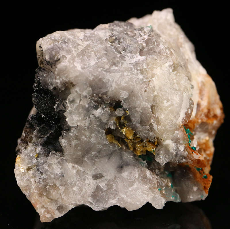 Dioptase, Wulfenite on Matrix, Kaokoveld Region, Namibia