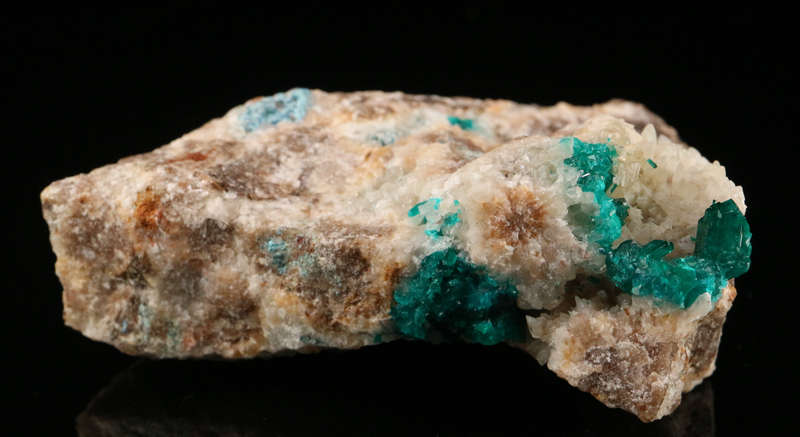 Dioptase on Calcite on Matrix, Kaokoveld Region, Namibia