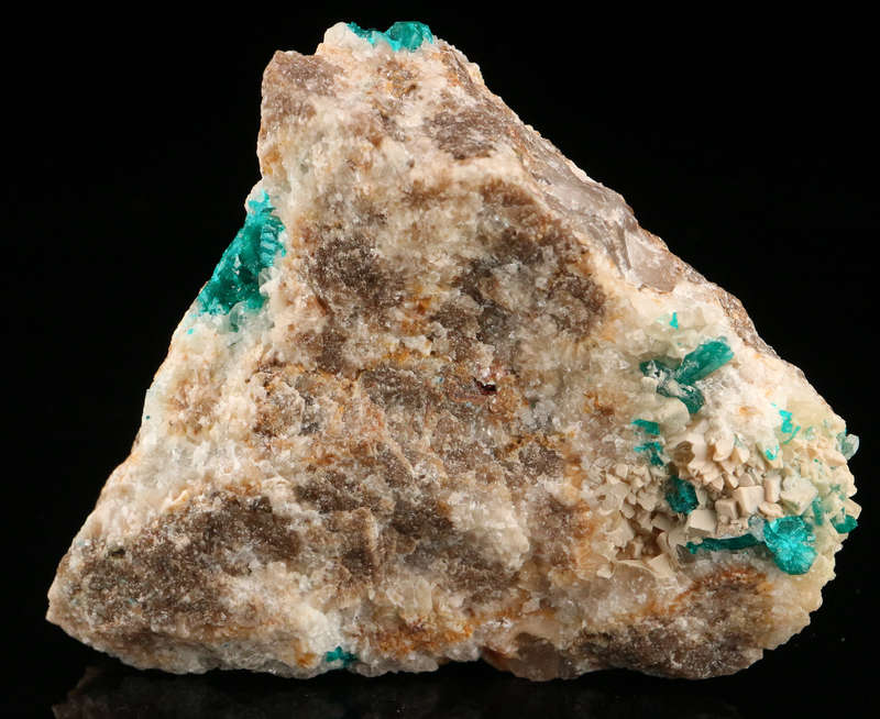 Dioptase on Calcite on Matrix, Kaokoveld Region, Namibia