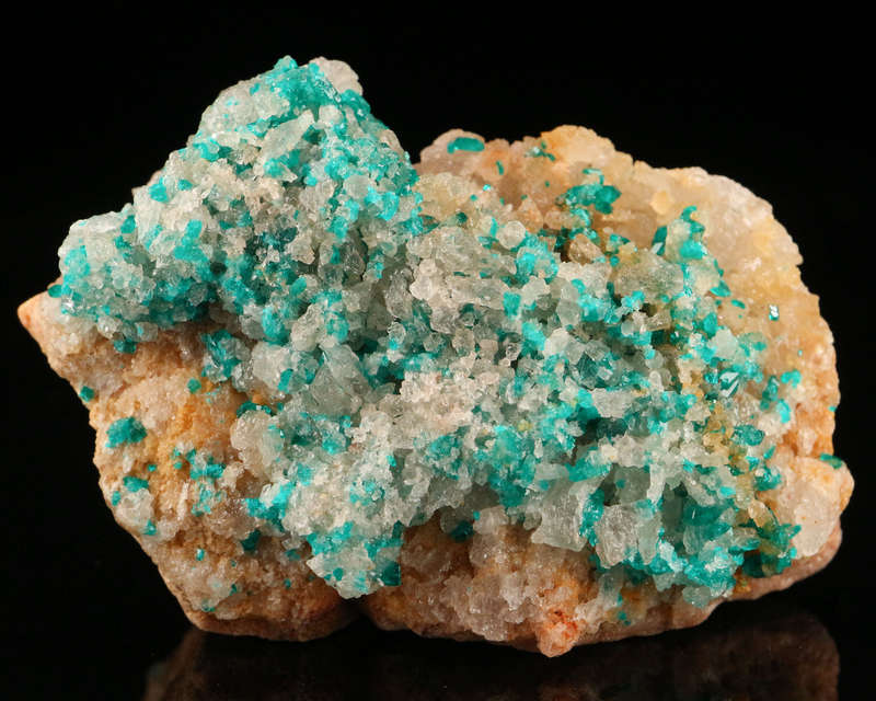 Dioptase on Quartz on Matrix, Kaokoveld Region, Namibia