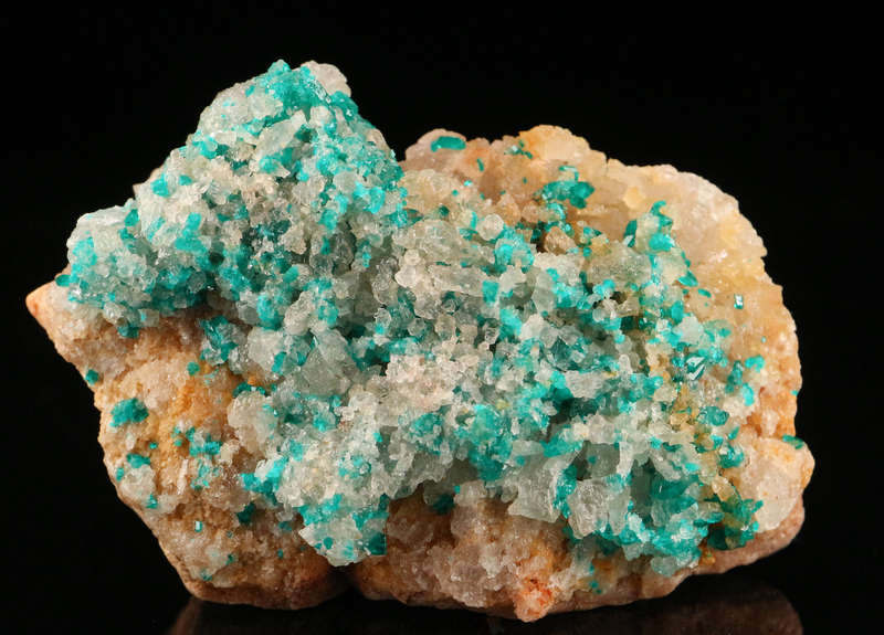 Dioptase on Quartz on Matrix, Kaokoveld Region, Namibia