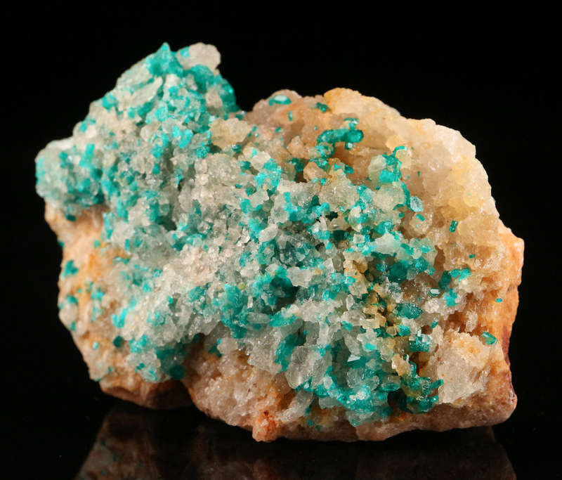 Dioptase on Quartz on Matrix, Kaokoveld Region, Namibia