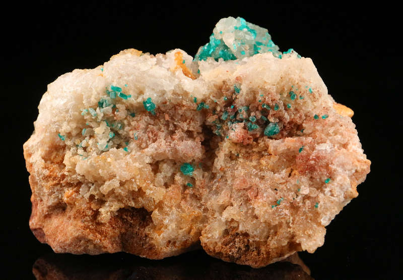 Dioptase on Quartz on Matrix, Kaokoveld Region, Namibia