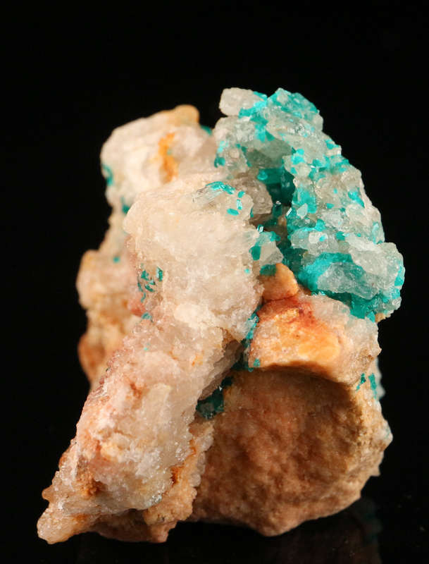 Dioptase on Quartz on Matrix, Kaokoveld Region, Namibia