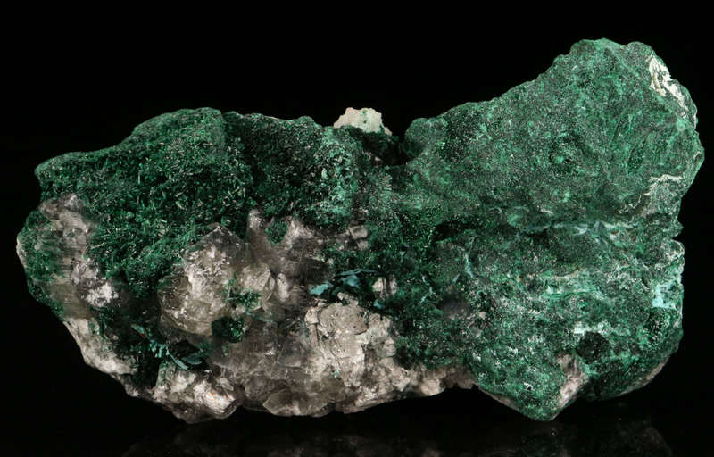 Calcite on Malachite, Mashamba West Mine, DRC