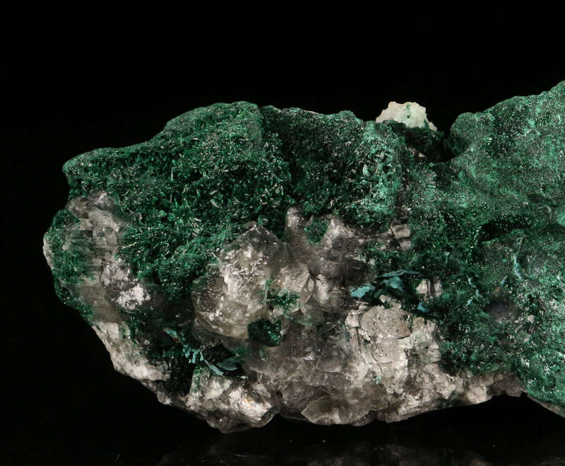 Calcite on Malachite, Mashamba West Mine, DRC