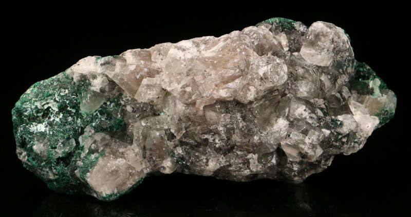Calcite on Malachite, Mashamba West Mine, DRC
