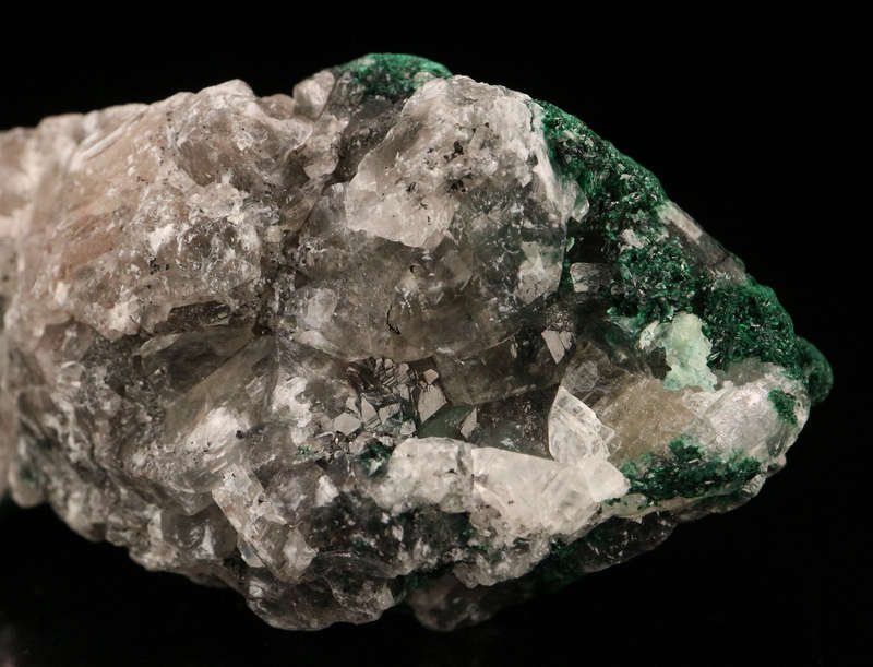 Calcite on Malachite, Mashamba West Mine, DRC