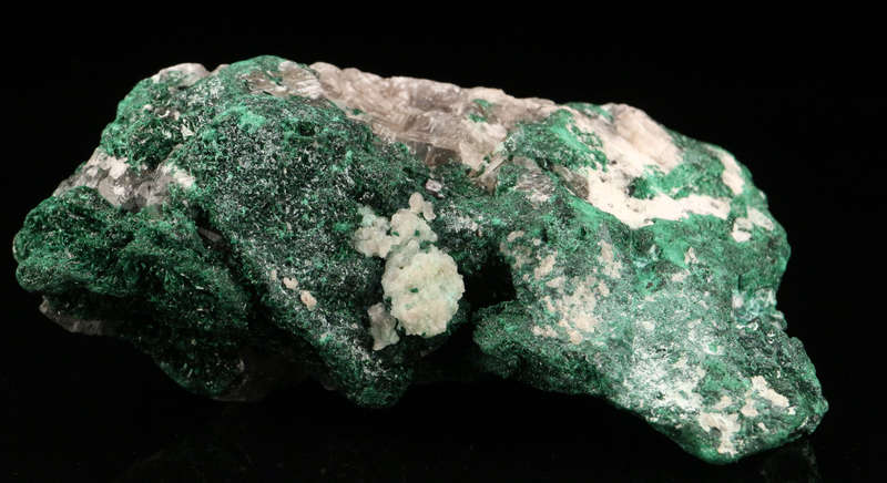 Calcite on Malachite, Mashamba West Mine, DRC