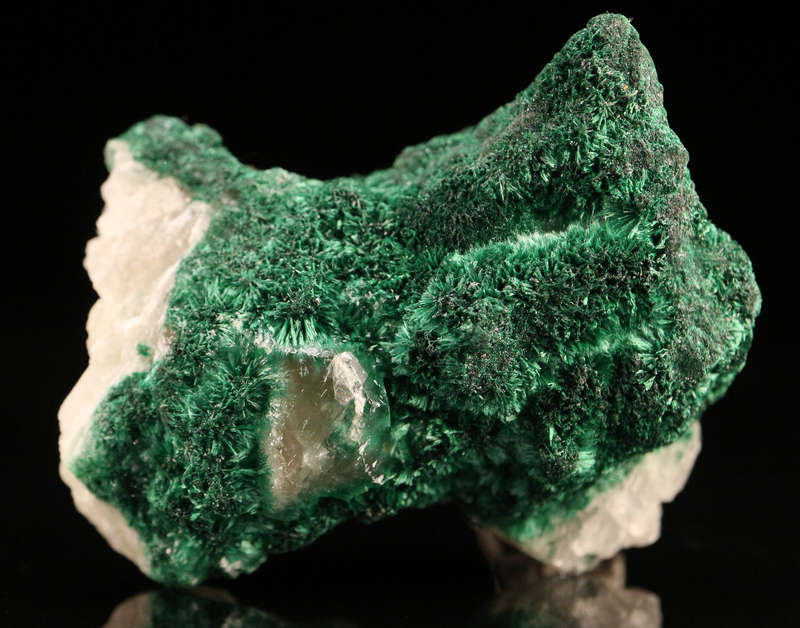 Calcite on Malachite, Mashamba West Mine, DRC