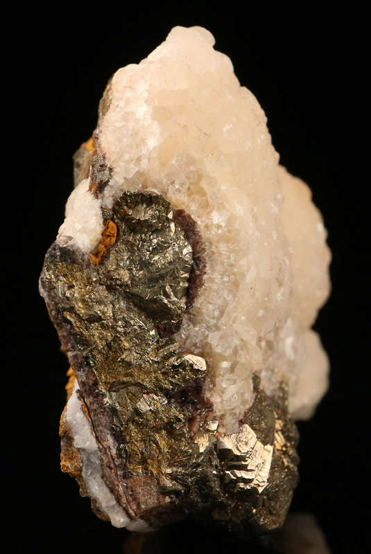 Calcite on Pyrite, "N'Chwaning II Mine, Kalahari Manganese Field, Northern Cape, South Africa. "