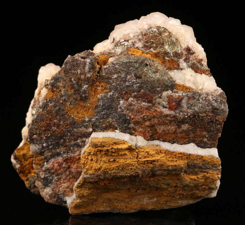 Calcite on Pyrite, "N'Chwaning II Mine, Kalahari Manganese Field, Northern Cape, South Africa. "
