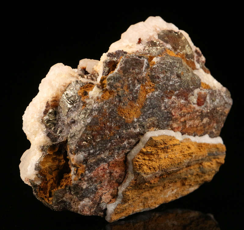 Calcite on Pyrite, "N'Chwaning II Mine, Kalahari Manganese Field, Northern Cape, South Africa. "