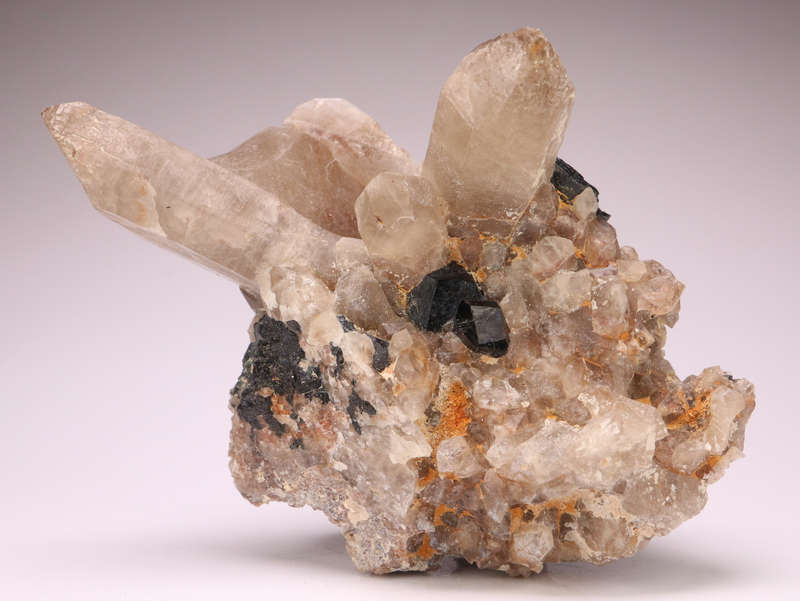 Black Tourmaline on Quartz Cluster, Erongo Mnt Region, Namibia