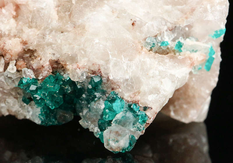 Dioptase on Quartz, Kaokoveld Region, Namibia