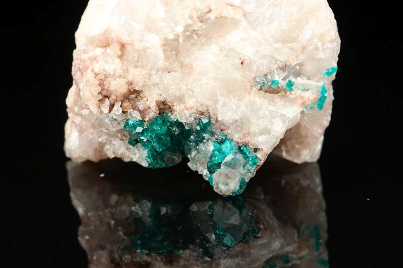Dioptase on Quartz, Kaokoveld Region, Namibia