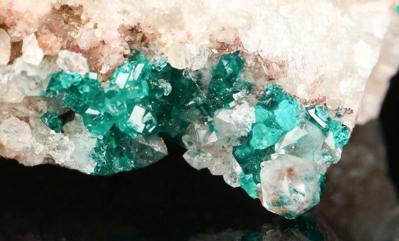 Dioptase on Quartz, Kaokoveld Region, Namibia