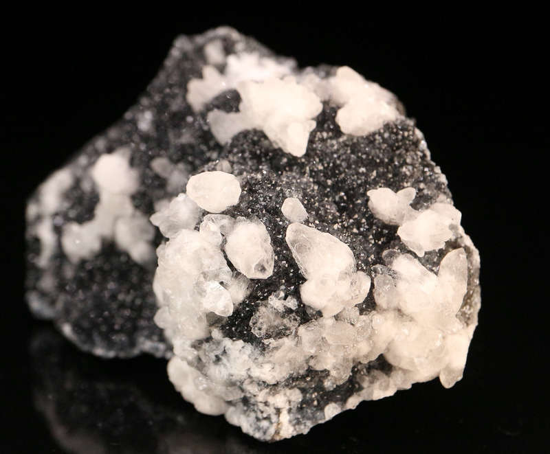 Calcite on Quartz on Manganite, N'Chwaning II, Northern Cape, South Africa