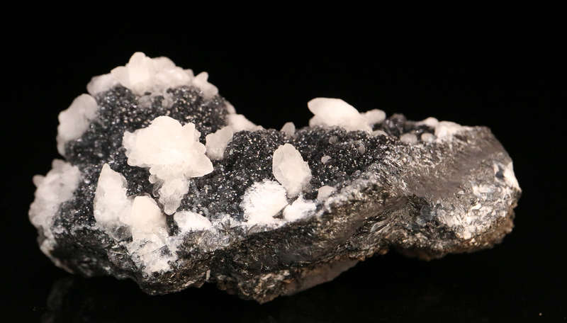 Calcite on Quartz on Manganite, N'Chwaning II, Northern Cape, South Africa