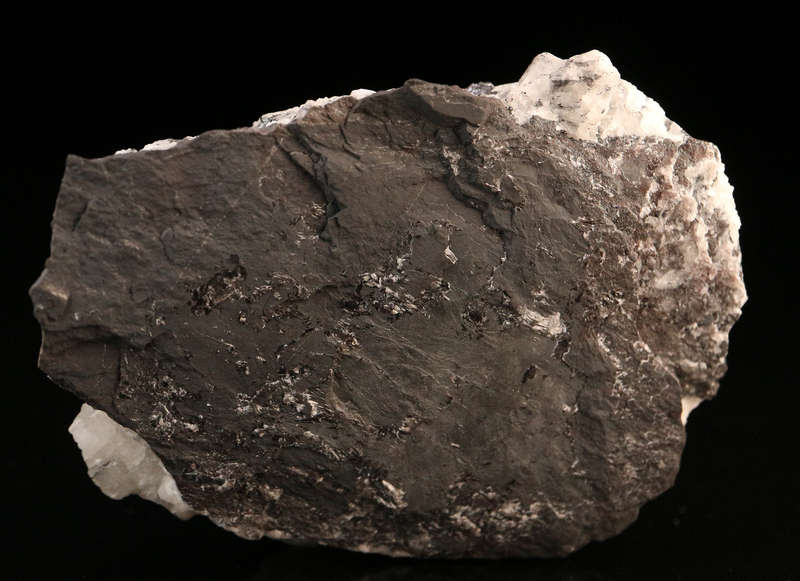 Calcite on Hausmannite, N'Chwaning II, Northern Cape, South Africa