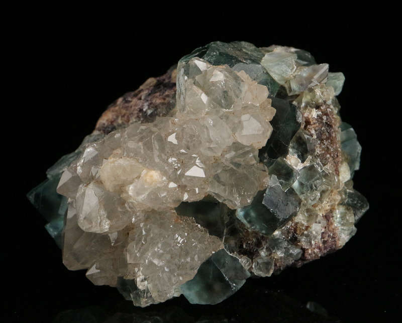 Quartz on Green Fluorite, Okoruso Mine, Namibia
