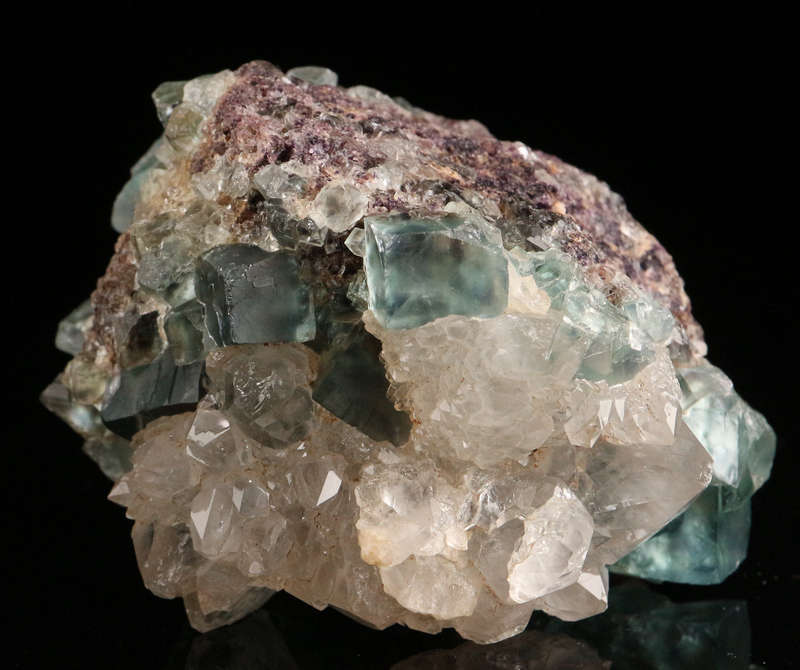Quartz on Green Fluorite, Okoruso Mine, Namibia