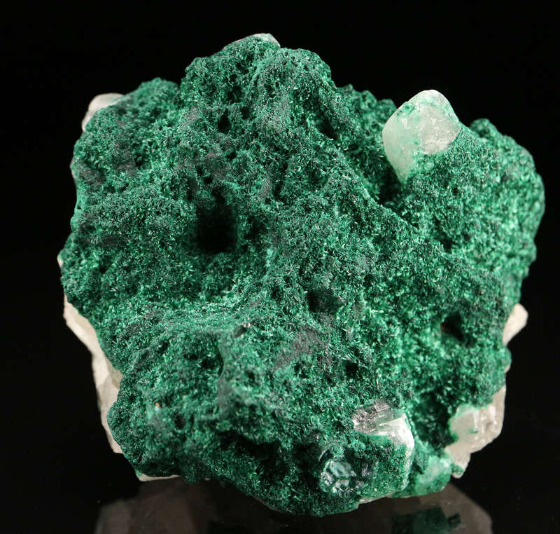 Calcite on Malachite, Mashamba West Mine, DRC