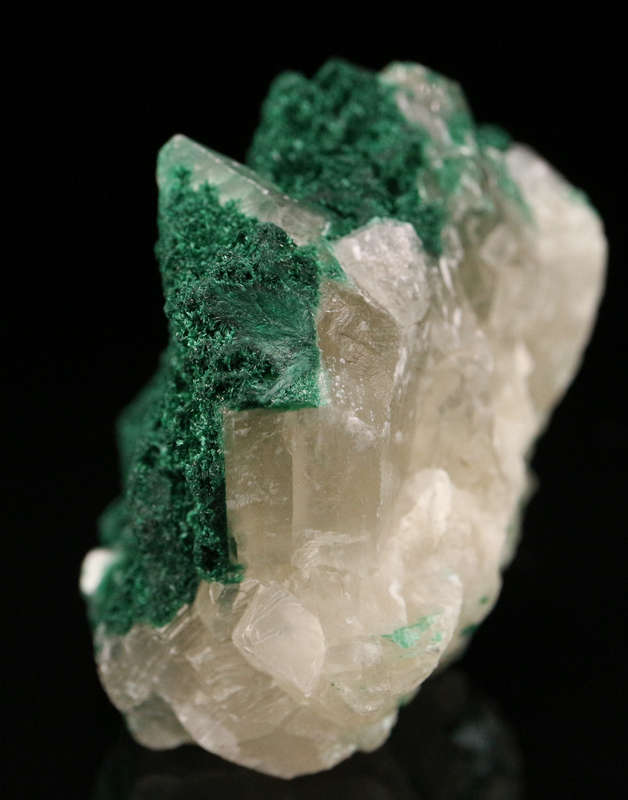 Calcite on Malachite, Mashamba West Mine, DRC