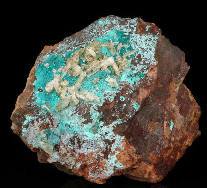 Baryte on Chrysocolla on Matrix, Shangulowé Mine, Kambove, Haut-Katanga, DR Congo