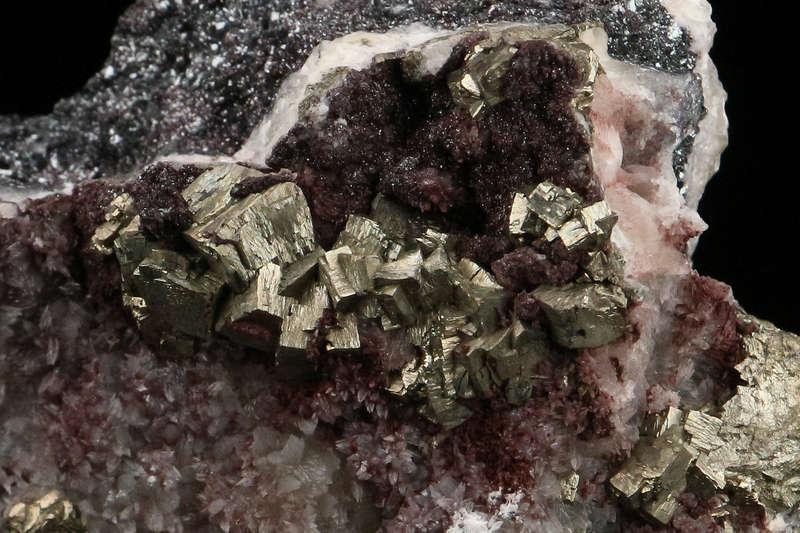 Calcite, Pyrite on Matrix,"N'Chwaning II Mine, Kalahari Manganese Field, Northern Cape, South Africa