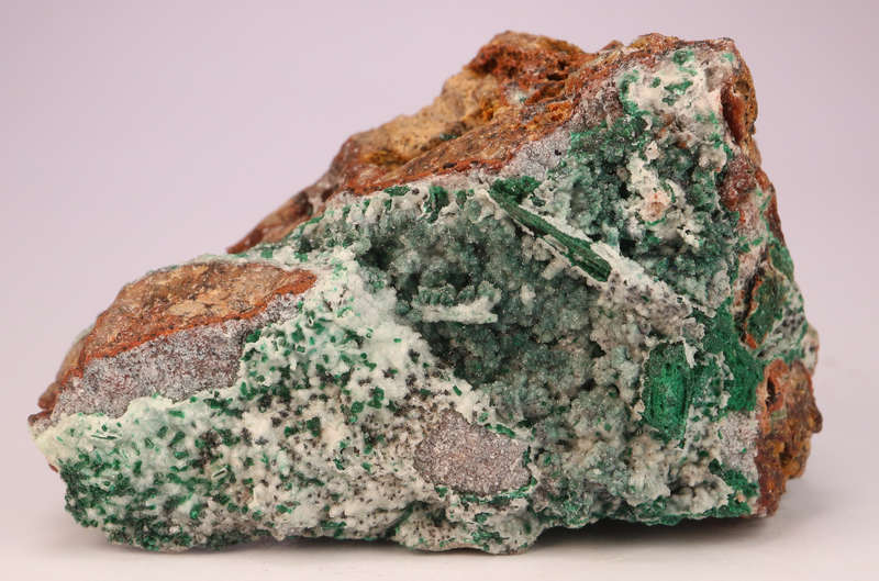 Quartz on Malachite psm on Matrix, Tenke Fungurume, DR Congo