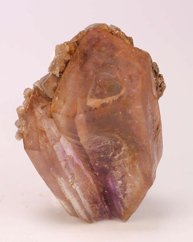 Calcite on Amethyst Quartz Point, Gobobosebberge Mnt, Namibia