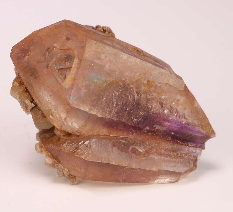 Calcite on Amethyst Quartz Point, Gobobosebberge Mnt, Namibia